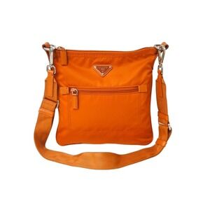 PRADA Shoulder Bag Triangle Logo Orange Italy
